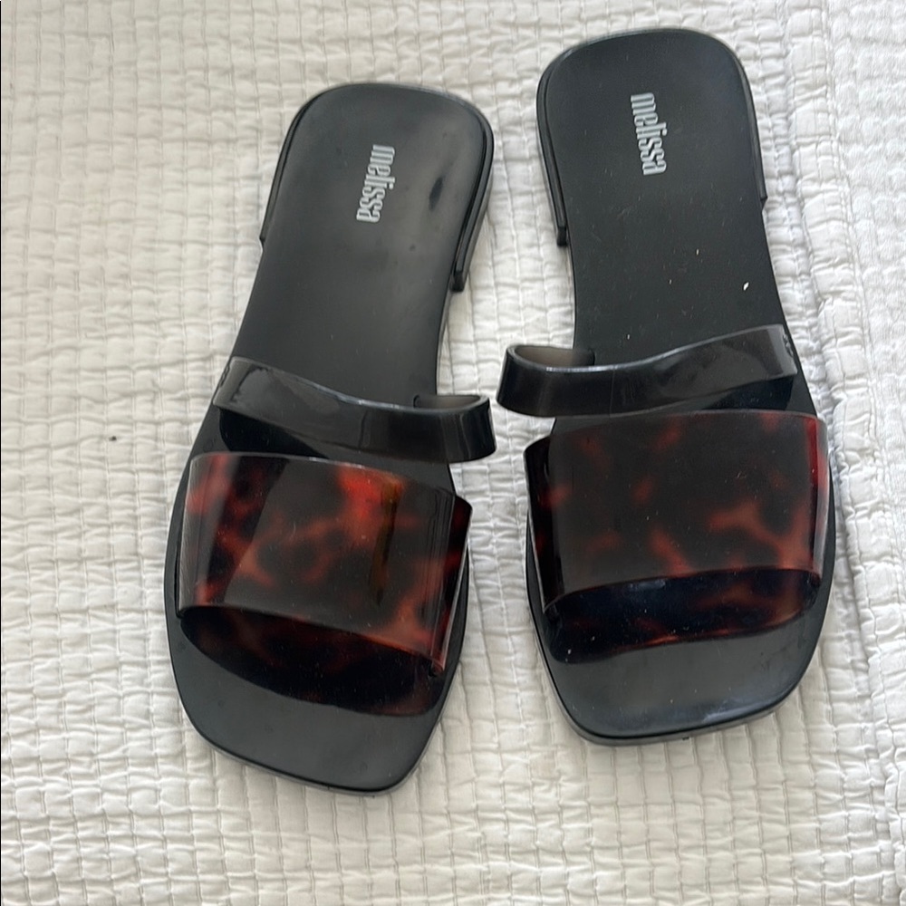 Melissa Black and Brown Sandals with Tortoiseshell Strap